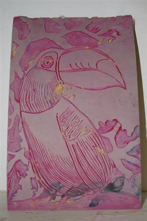 Linoleum carving of tucan Linoleum carving of tucan